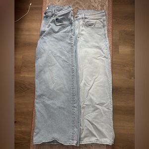 H&M Blue and White Straight Leg Jeans